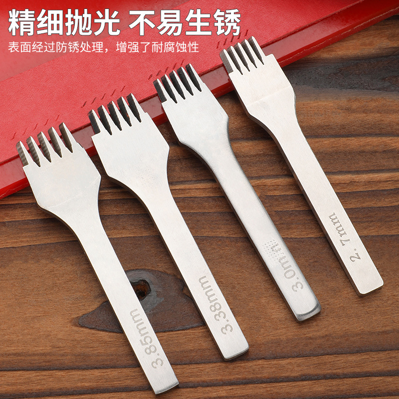 2,7/3/3,38/3,85mm blanco de acero francés corte oblicuo corte plano corte europeo DIY cuero hecho a mano herramienta de perforación de cuero