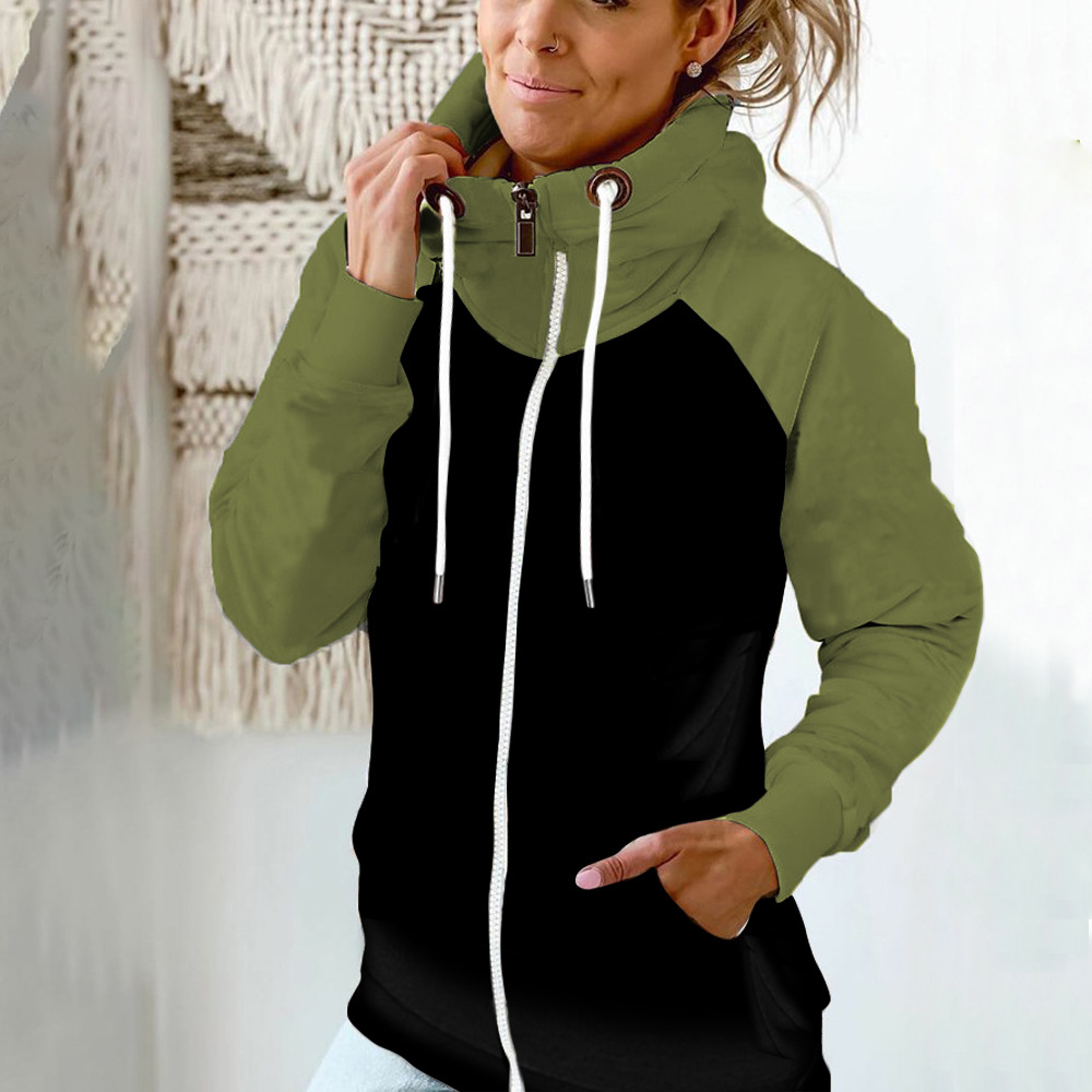 Frau Kapuzenpullover Lange Ärmel Hoodies & Sweatshirts Tasche Patchwork Mode Farbblock display picture 3