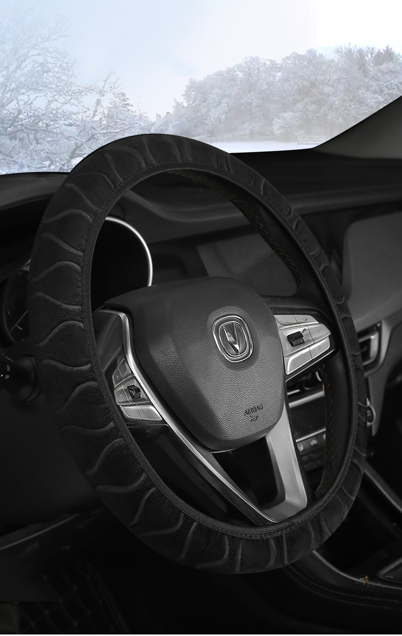 New car steering wheel cover without inner ring winter short plush warm non-slip short plush handle cover Choice