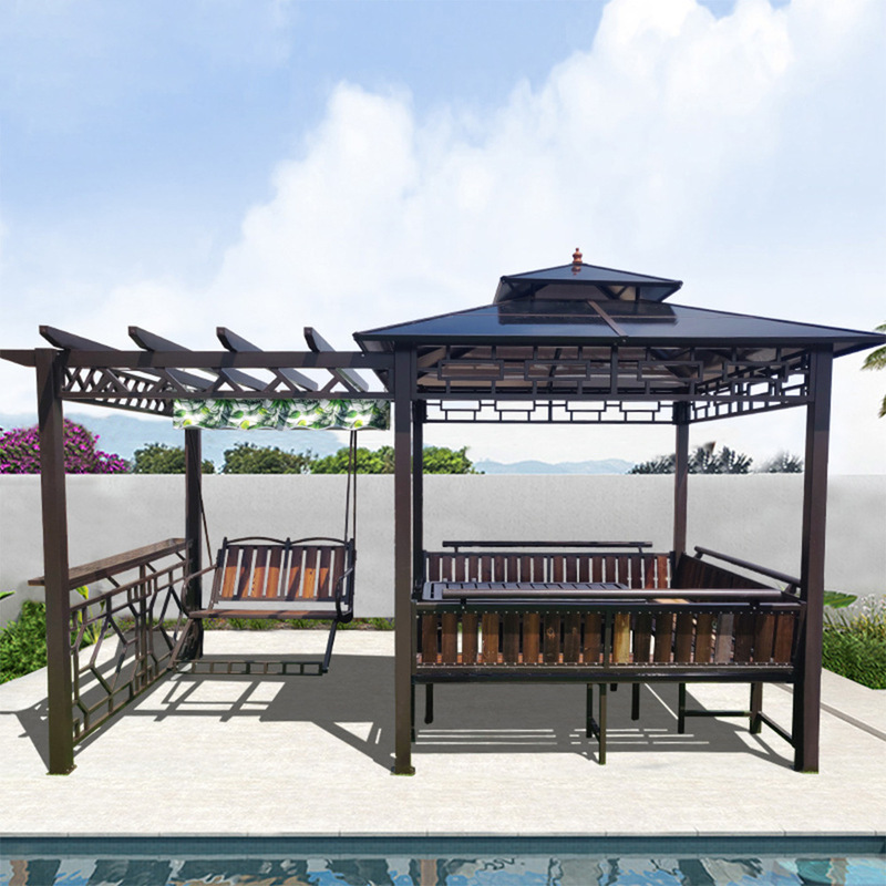 Grape rack outdoor courtyard awning solid wood balcony roof garden pavilion villa outdoor pavilion anticorrosive wood
