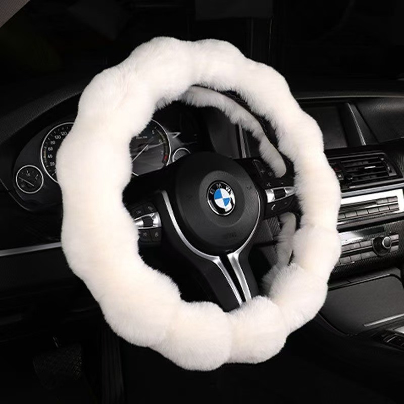 Amazon Cross-Border Labeling Bubble Plush Cartoon Car Sports Steering Wheel Non-Slip Short Hair Winter Warm Handle Cover