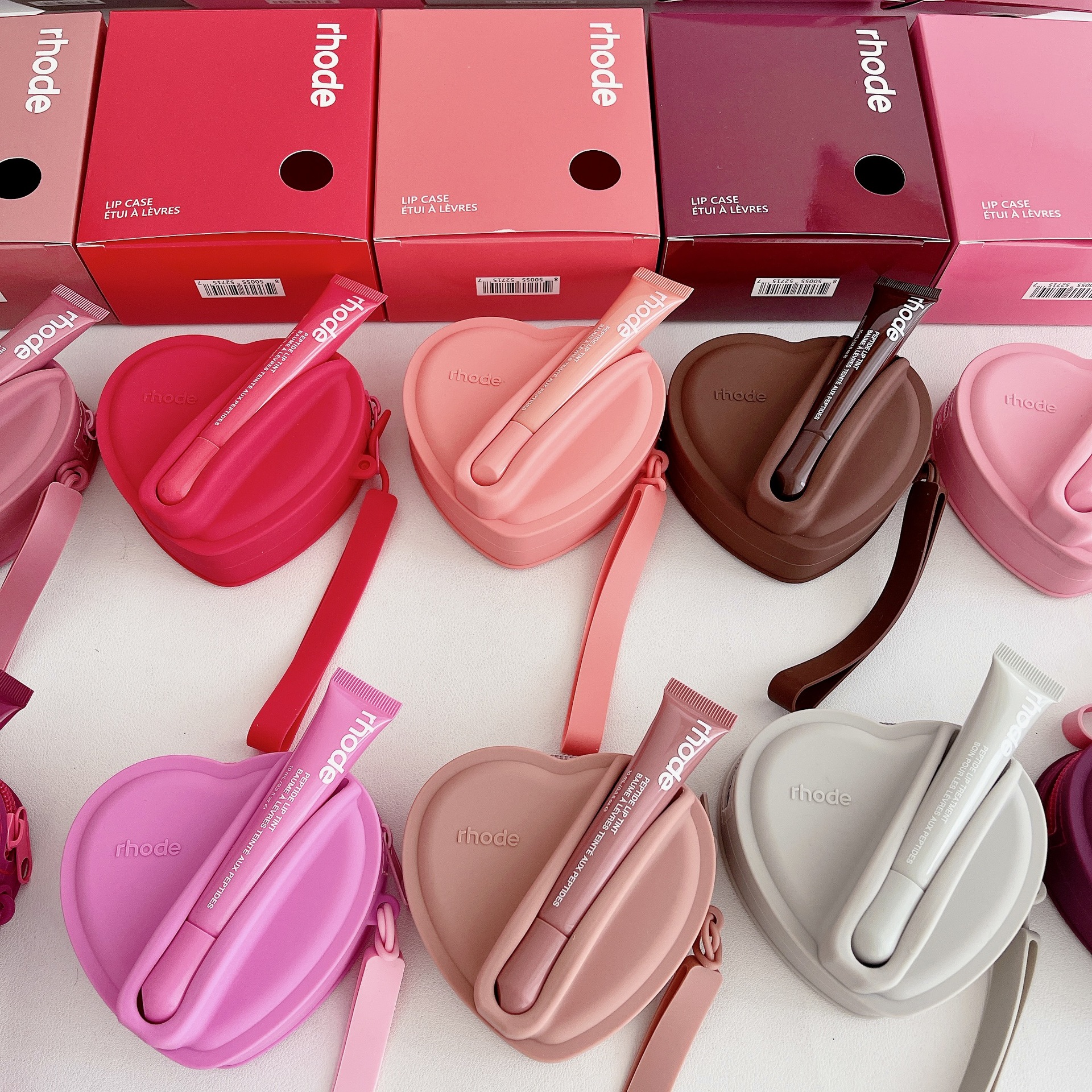 Popular Rhode Lipstick Lip Gloss Silicone Heart-Shaped Storage Bag Portable Earphone Case Coin Purse