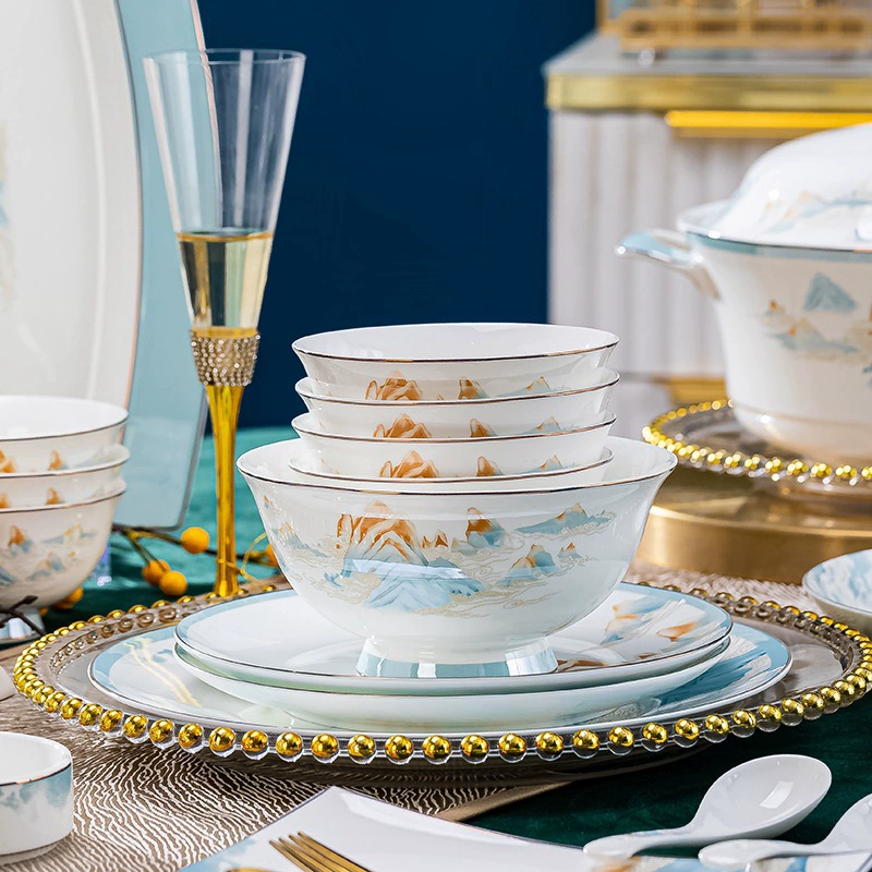 Tableware, ceramic set, gift box, Chinese style, Birthday gift, light luxury style