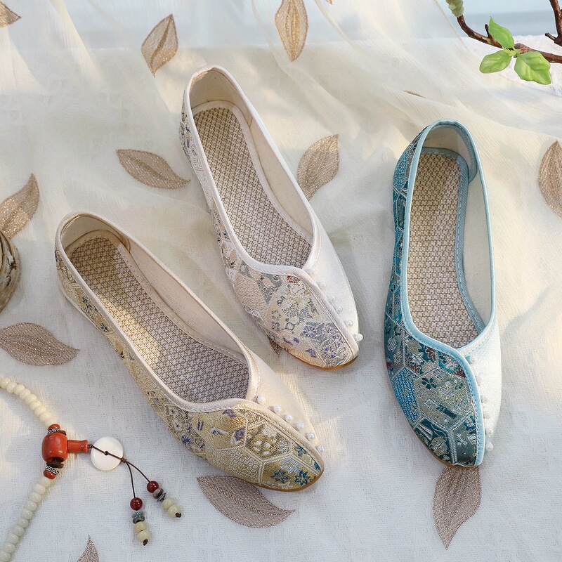 [Yunqi] 2020 Summer new cheongsam ancient style women's shoes Hanfu shoes ethnic style mid heel embroidered women's cloth shoes