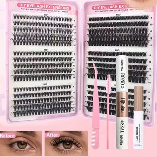 Cross-Border 600 Clusters DIY Segmented False Eyelashes European and American Hair Eyelashes Book Eyelashes Natural D Curl Eyelashes
