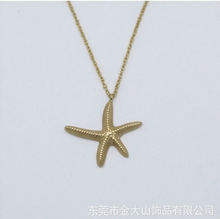 欧美跨境ins风海心造型不锈钢保色吊坠项链 简约设计感锁骨链