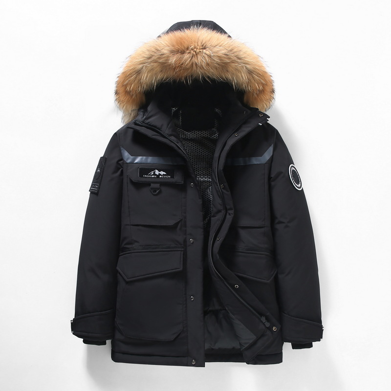 2025冬季新款带毛领鹅绒男装韩版连帽宽松百搭加厚外套加大360斤