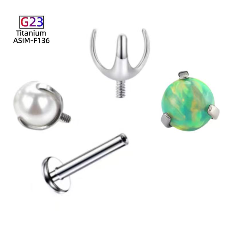 Labret stud lip piercing jewelry styling detail