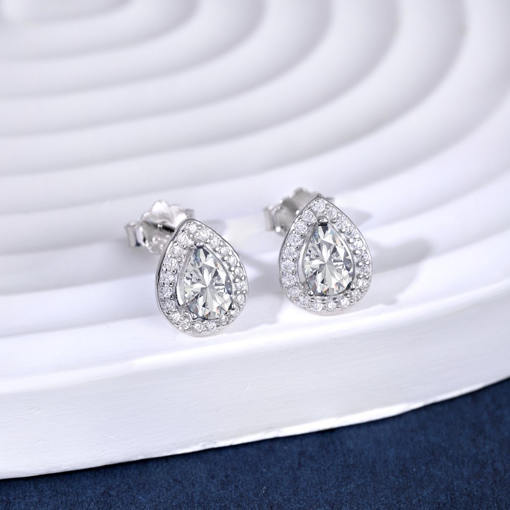 Simple Style Shiny Water Droplets Sterling Silver Plating Inlay Zircon Ear Studs 1 Pair display picture 13