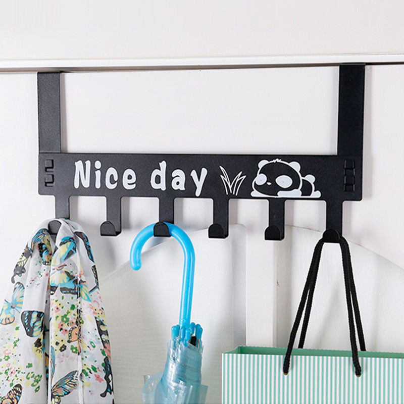 Door Hook Behind the Door, No-Nail Clothes Hook, Traceless Door-Back Style Coat Hook, Cartoon Dormitory Wooden Door Detachable Clothes Rack
