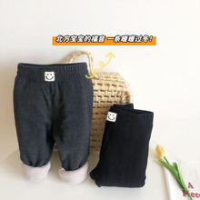 现货女童打底裤儿童秋冬新款磨毛蚕丝棉裤三层夹棉小童保暖加厚裤