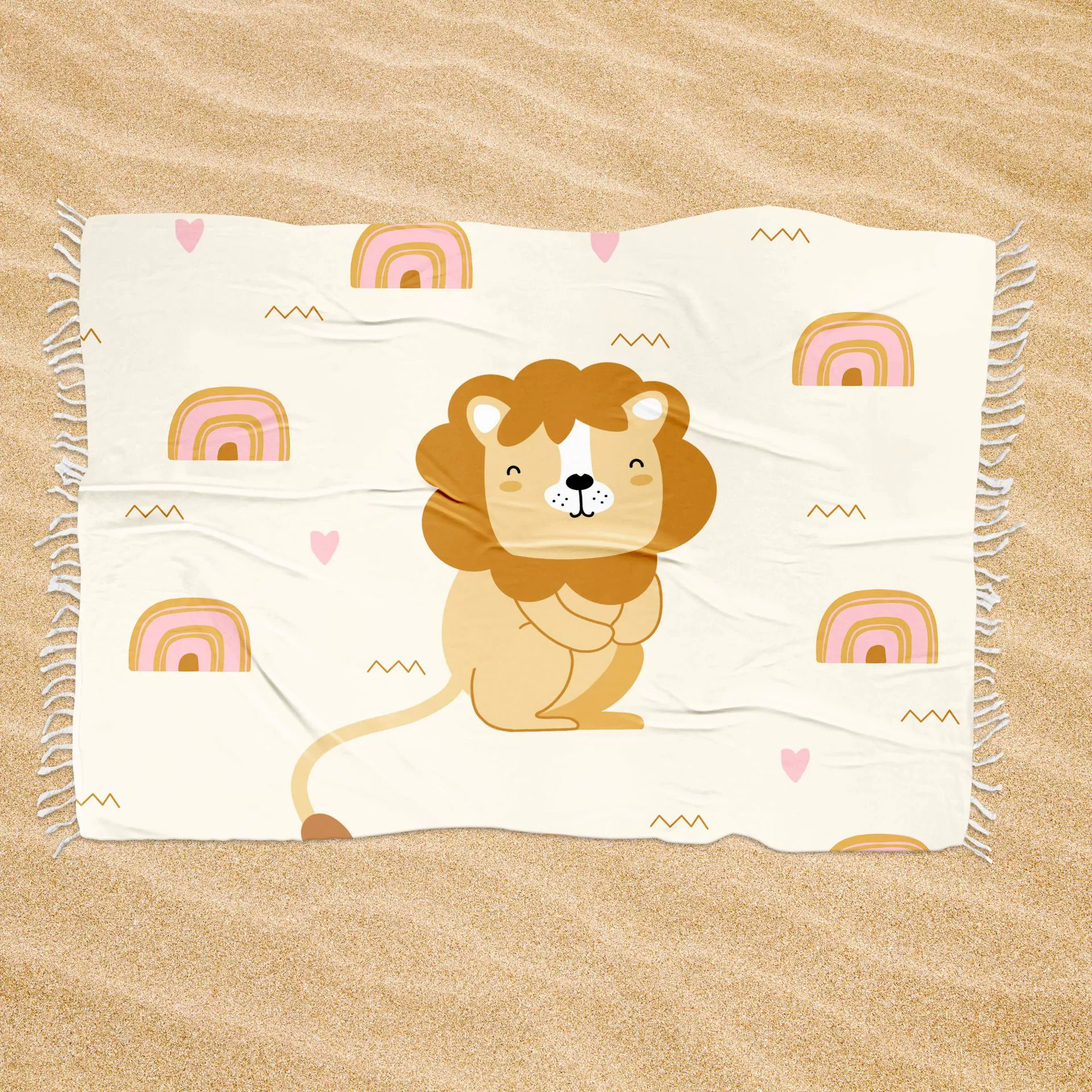 Лев полотенца ванны подушки взморья Микрофибер печатания пляжного полотенца 3Д цифров квадрата Тассел прямоугольный