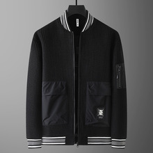 设计师原创秋季新款加大码男士棒球领夹克含羊毛男式轻奢时尚潮流