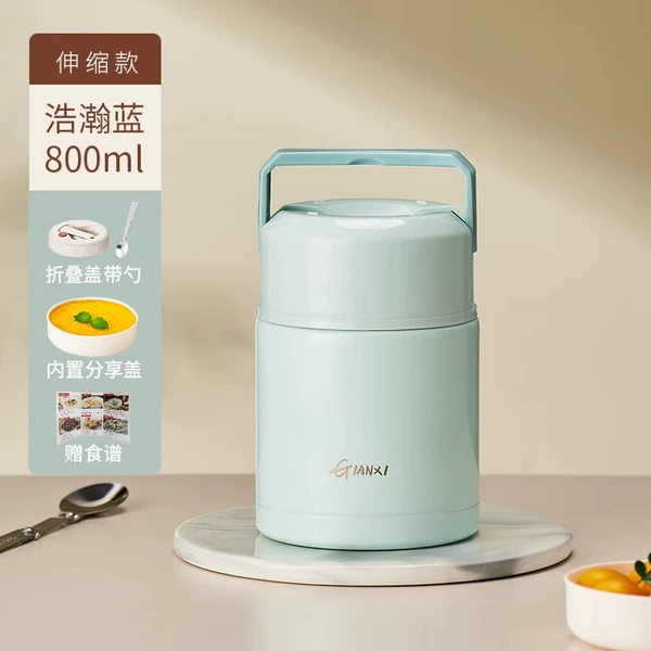Telescopic model with spoon-Haohan Blue 800ml