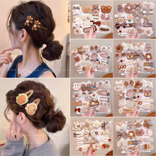 可爱咖色毛绒发夹女2025新款高级感侧边刘海碎发卡鸭嘴夹发饰夹子