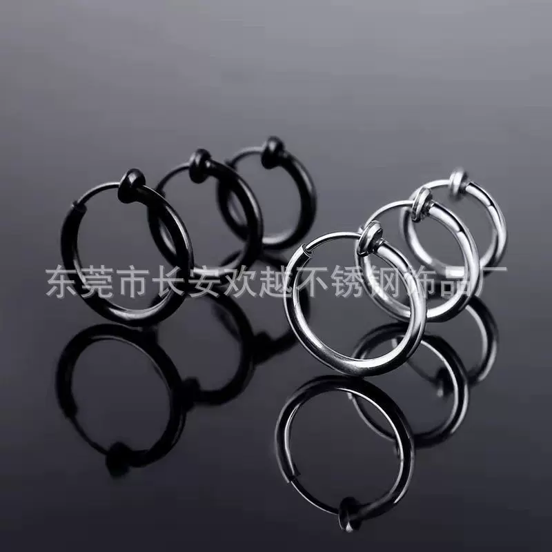 潮男无耳洞时尚钛钢弹簧耳夹男女不锈钢耳环耳夹耳圈耳饰现货批发