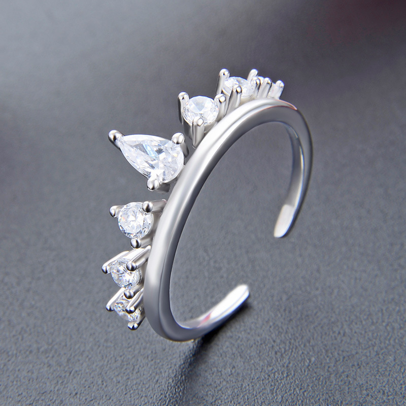 Anillo de corona de plata esterlina S925 mujeres europeas y estadounidenses nicho de estilo de diamante de alta calidad personalidad anillo de plata suministro al por mayor