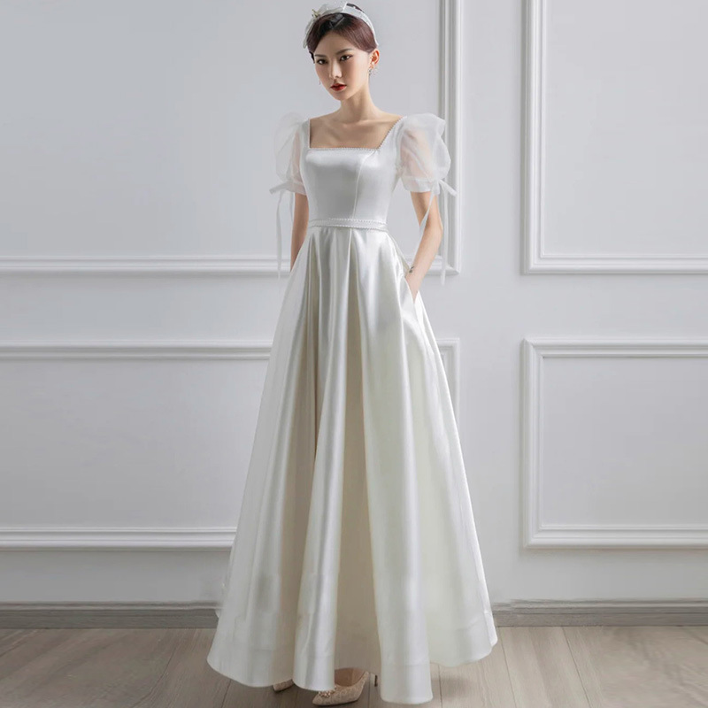 French-Style Travel Wedding Dress 2026 New Style Bride Elegant Slimming Forest-Style Studio Photography Clothing White Dress for Women