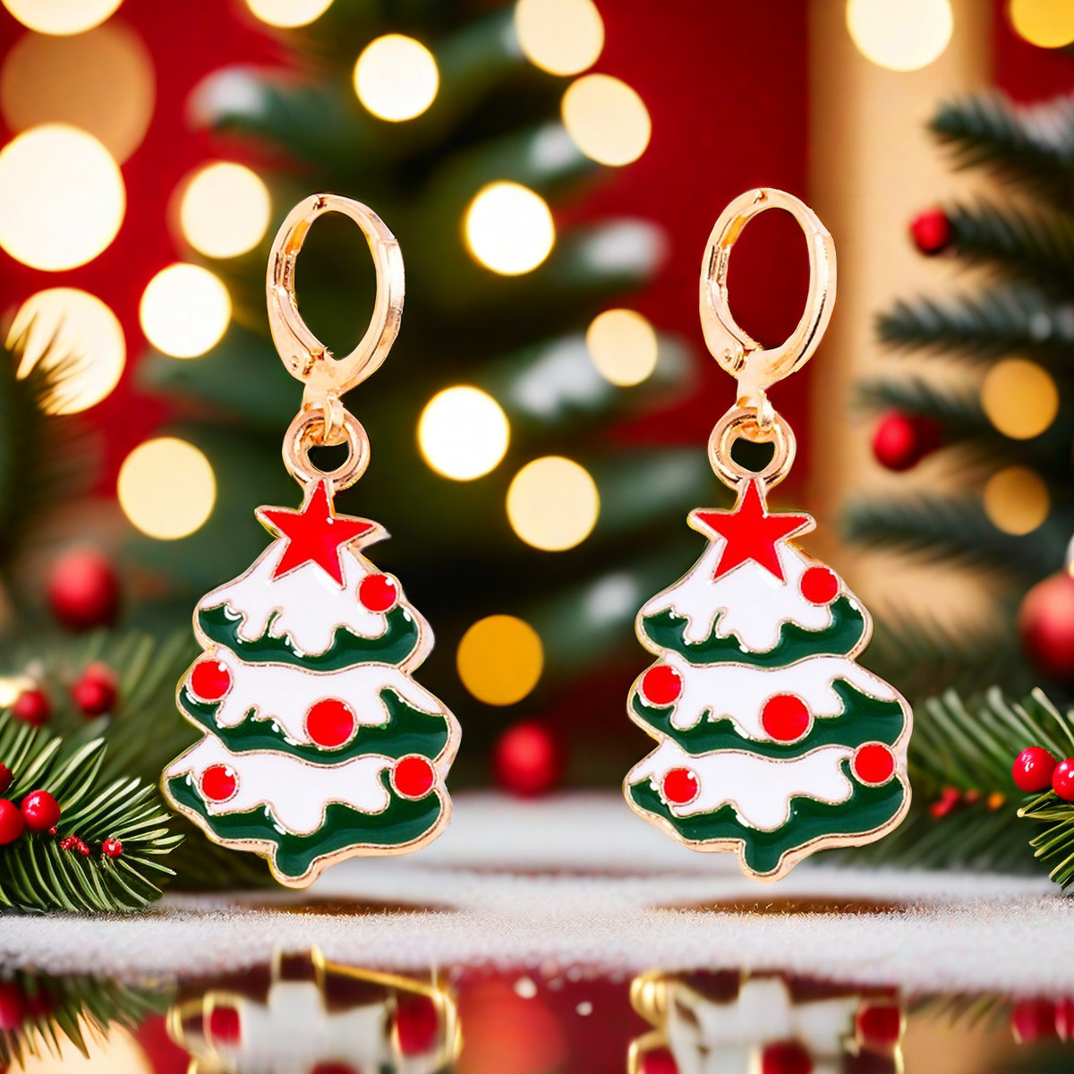 Christmas Festival Cute Snowflake Drop Earrings