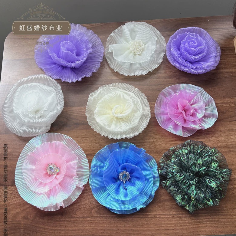 15CM超大花朵纱花朵表演服配饰走秀头花胸花肩花辅料设计师材料
