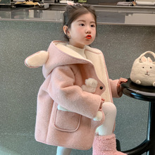 女童外套秋冬款2025新款洋气夹棉皮毛一体儿童冬装加绒厚呢子大衣