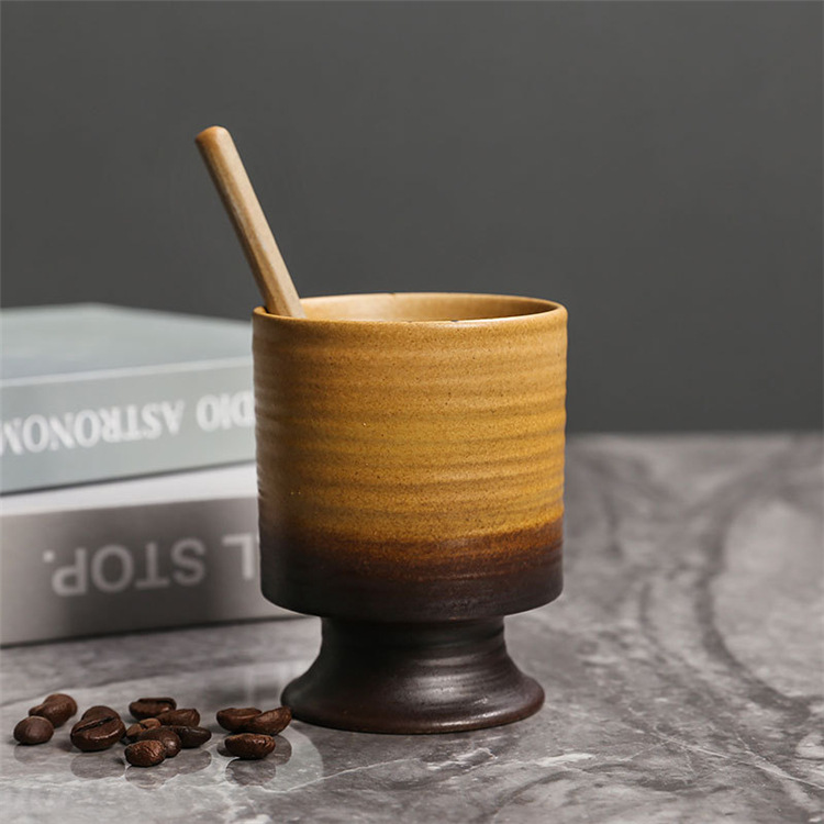 Rustikale Keramik Kaffeetasse Mit Graffiti Vintage Frühstücksbecher_voghion.com