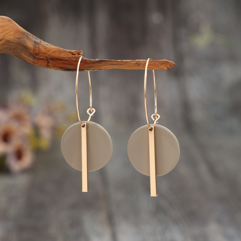 European and American Acrylic Round Splicing Long Alloy Retro Style Fashionable Women's Earrings