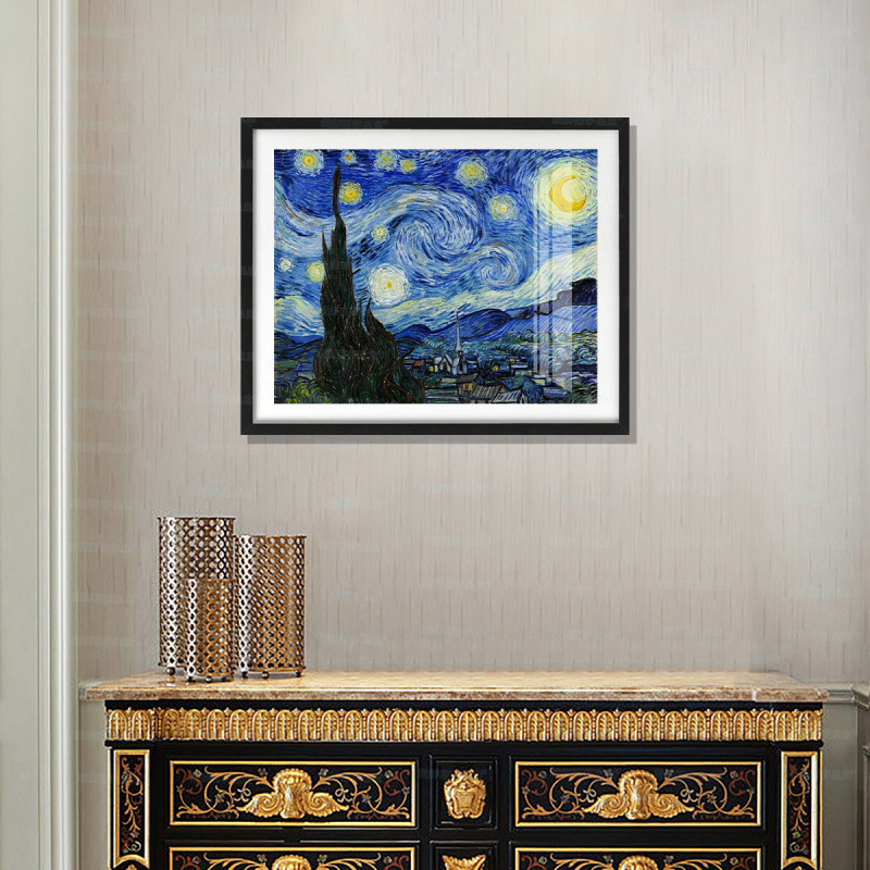 Mona Lisa Real Cruz de bordado alto cielo estrellado nueva estética curación paisaje fresco decoración clásica bordado a mano