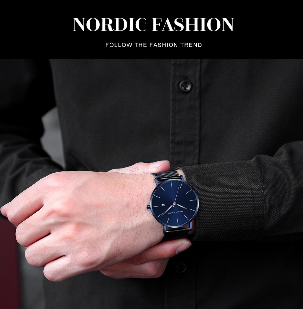 Popolare orologio da calendario classico minimalista per orologio al quarzo impermeabile da uomo per affari, tempo libero e tempo libero_voghion.com