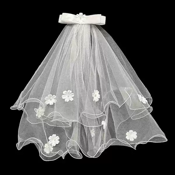 Double ribbon flower veil