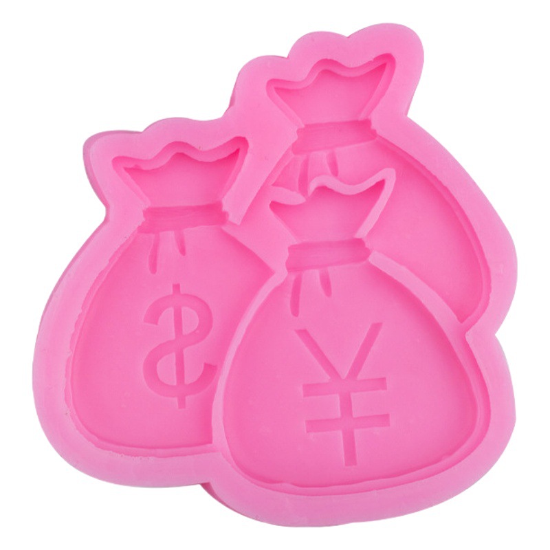 Bolsa de dinero multi-oro moneda símbolo modelado molde de silicona creativo horneado fondant pastel decoración arcilla suave cerámica molde image 1
