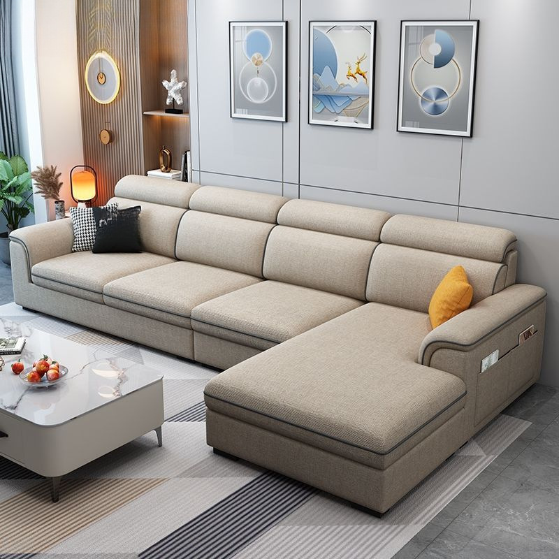Fabric Sofa Living Room Small Apartment Simple Modern Fully Furnished Sofa Rental House Straight Sofa with Chaise New Style