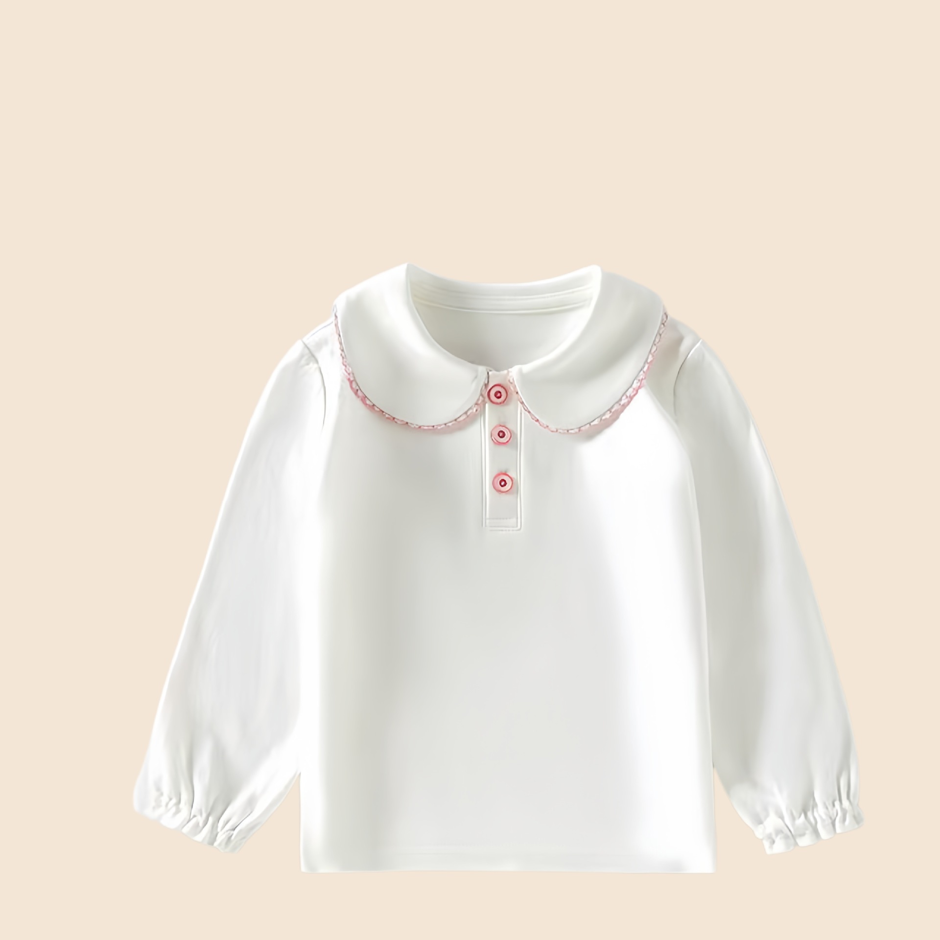 Niños primavera y otoño polo de color sólido con solapa estilo universitario algodón blanco camisa de niños niñas camisa de manga larga