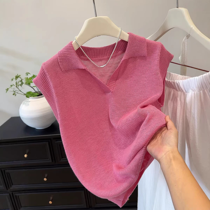 Unique and Super Stylish Loose-Fitting Beautiful Knit Thin Top with High-End Design, Orange Flutter Short-Sleeve T-Shirt for Women