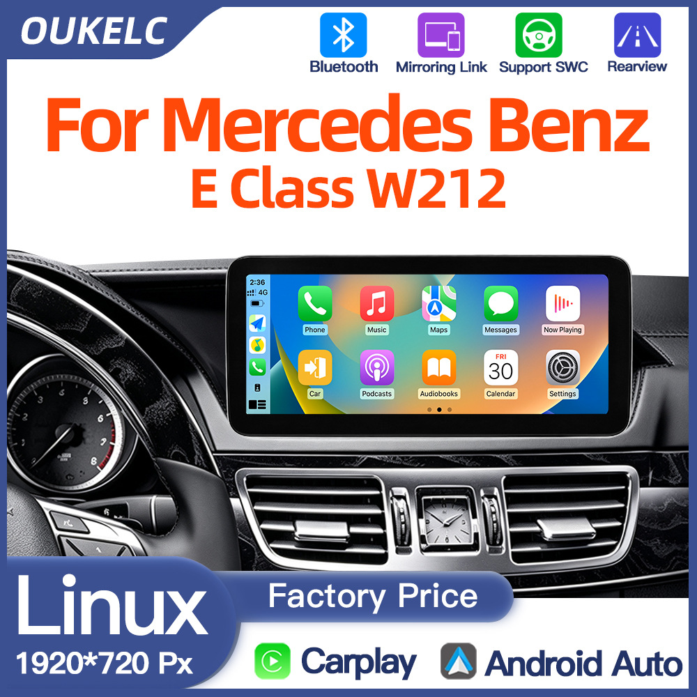 Linux Is Suitable for Mercedes-Benz E-Class W212 Car Central Control Large-Screen Navigation Carplay Audio and Video Player