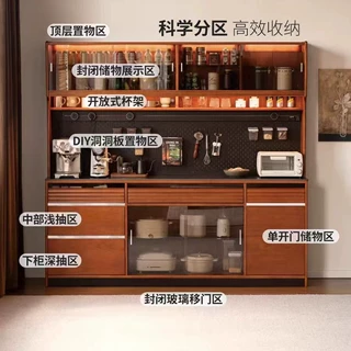 实木餐边柜家用北欧复古储物橱柜实木靠墙一体客厅储物柜家用