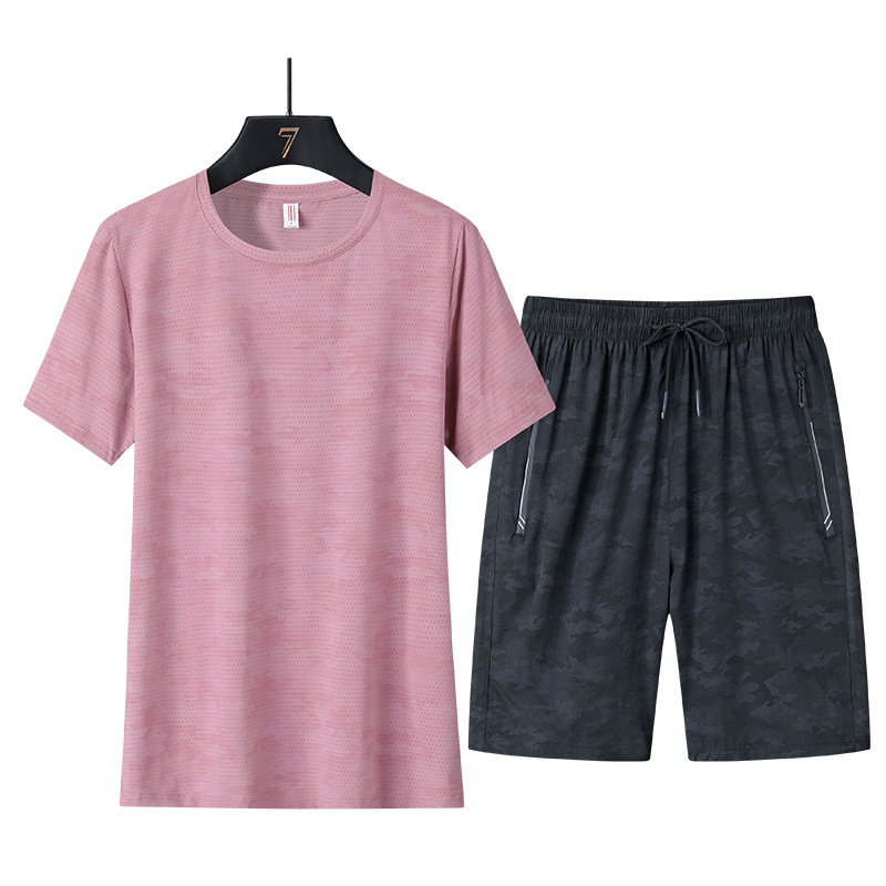 Verano nuevo estilo camiseta de secado rápido pareja manga corta running yoga fitness deportes sueltos seda de hielo traje transpirable