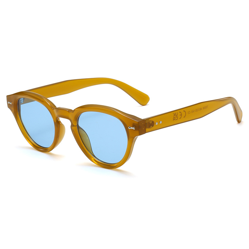 T5006 Retro American Round Frame High-End Women's Face-Showing Small Sunglasses Personalized Rice Nail Ins Korean Sunglasses