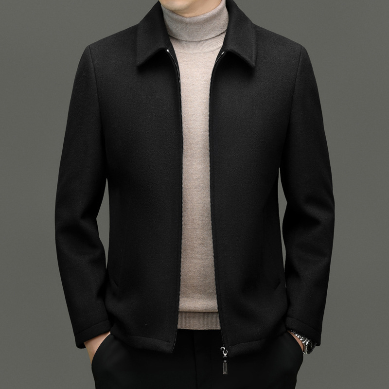 Brand Middle-aged and Elderly Men's Wool Coat Winter Sheep Wool Coat plus size Warm Laps Simple Jacket