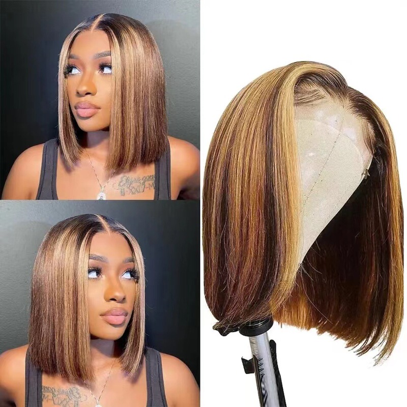 Front lace Bob Head short hair wave head short wig lace full head cover human hair wig in stock