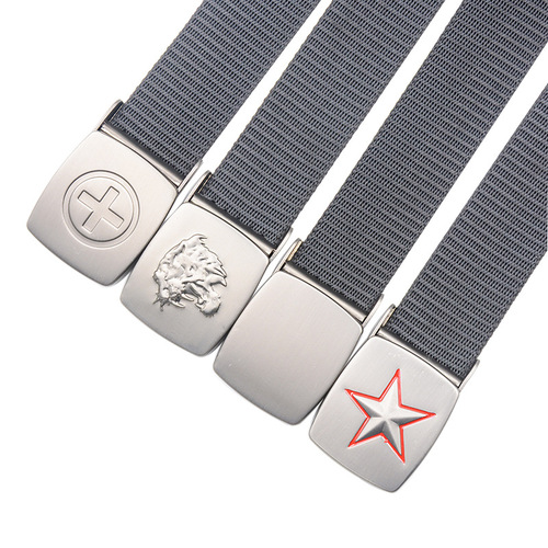 Thickened and weighted iron buckle, widened, holeless and toothless canvas nylon belt for teenage male students, military training, breathable and lengthened