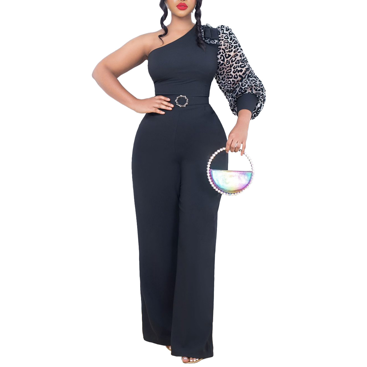 Women's Jumpsuits Rompers One Shoulder High Waist Wide Leg Elegant_voghion.com