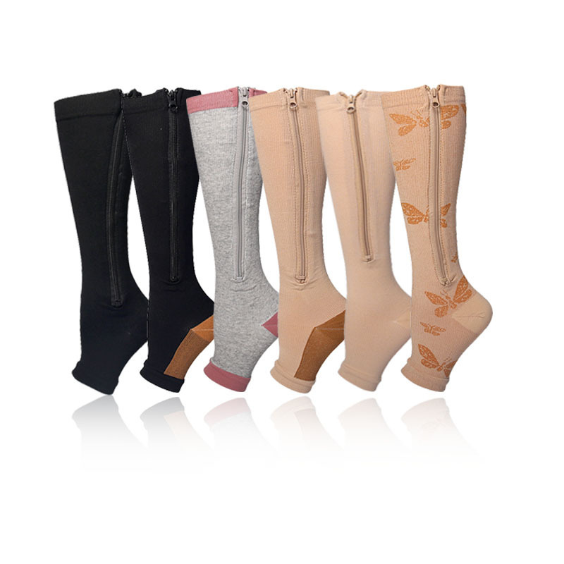 Cross-Border men and women spring compression socks zip sox sports compression zipper socks Amazon youth foot socks wholesale