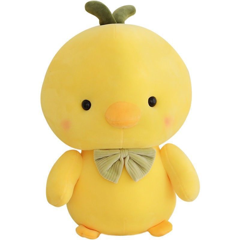 Abajo algodón pequeño pollo amarillo muñeca pollo de peluche juguete pajarita pollo muñeca garra máquina trapo muñeca al por mayor