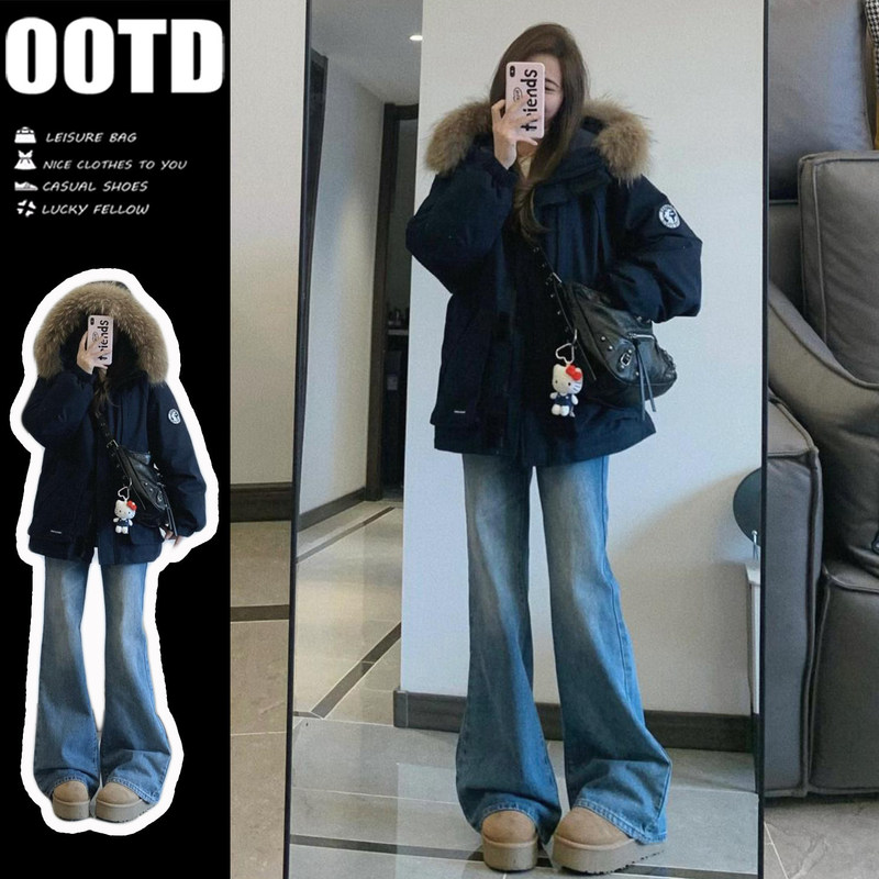 American-style short down cotton jacket for women, winter, sophisticated and elegant, hooded, workwear-inspired, Korean-style, thickened cotton coat American-style short down cotton jacket for women, winter, sophisticated and elegant, hooded, workwear-inspired, Korean-style, thickened cotton coat