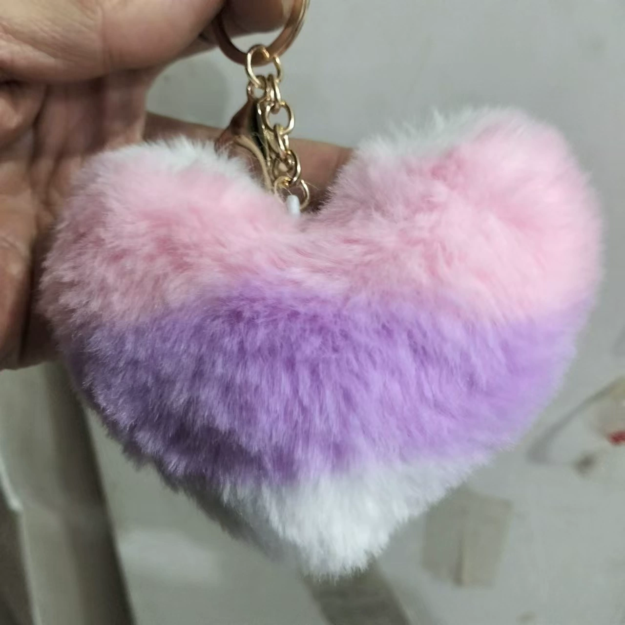 Plush keychain heart-shaped, bag