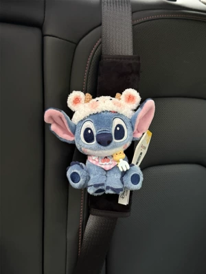 Sürətlər qutusu və əl tormozu başlıqları Doll Car Seat Belt - shoulder-pads-15-black-plush-genuine-squatting-stitch-aries-hat-pink-butter-bib