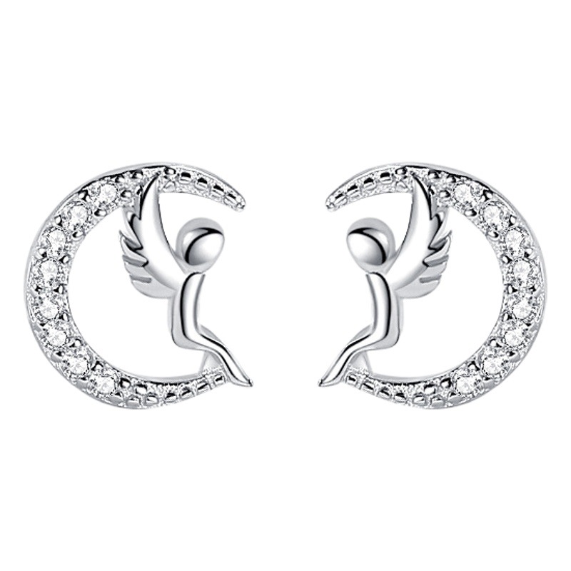 Plata de ley s92 mayo Bright Angel Stud pendientes de mujer transfronteriza Mori estilo coreano simple pendientes pequeños al por mayor