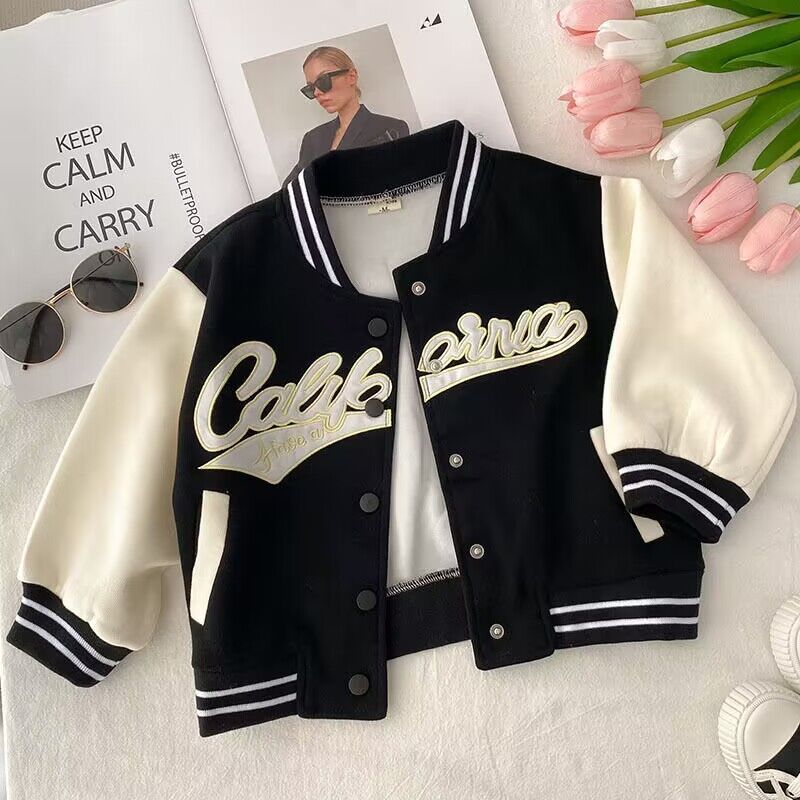 女童外套春秋款儿童棒球服小童洋气时髦春装上衣宝宝潮流运动夹克