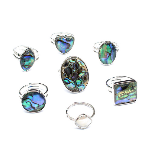 Factory direct sales foreign trade jewelry wholesale ins style New Zealand abalone love ring open ring
